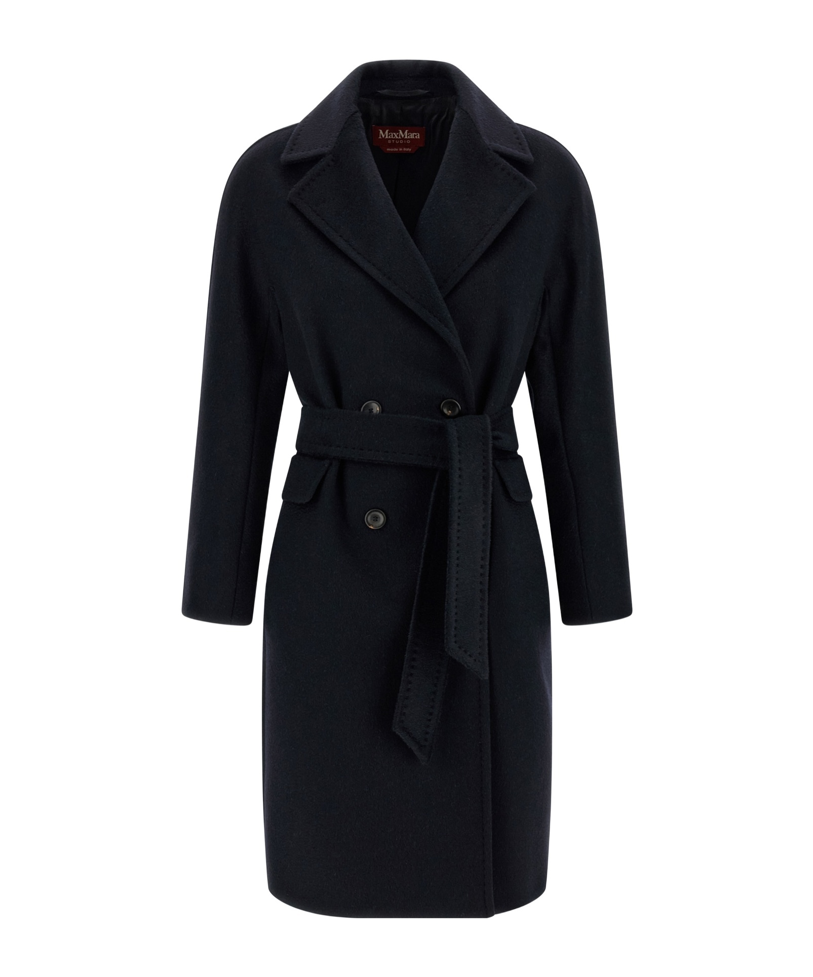 Max Mara Studio Panteon Double-breasted Coat In Black