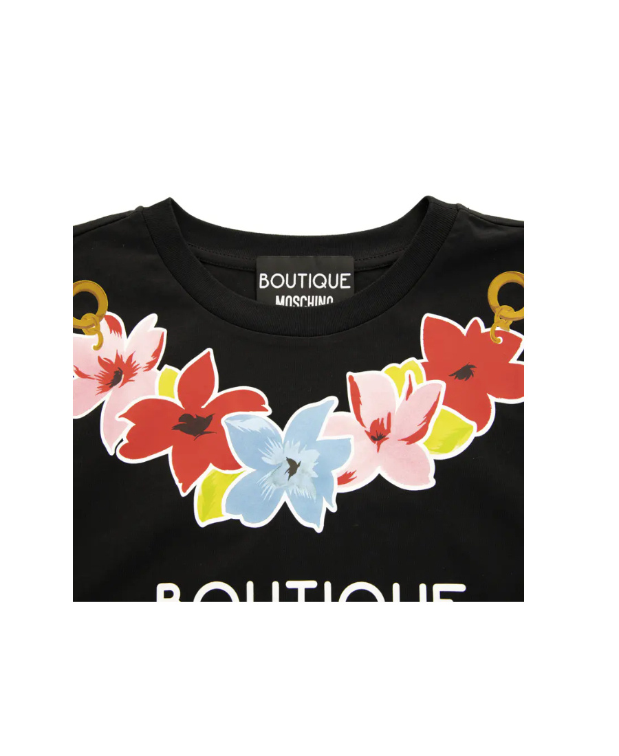 Moschino Black Printed Short-sleeved T-shirt In Black