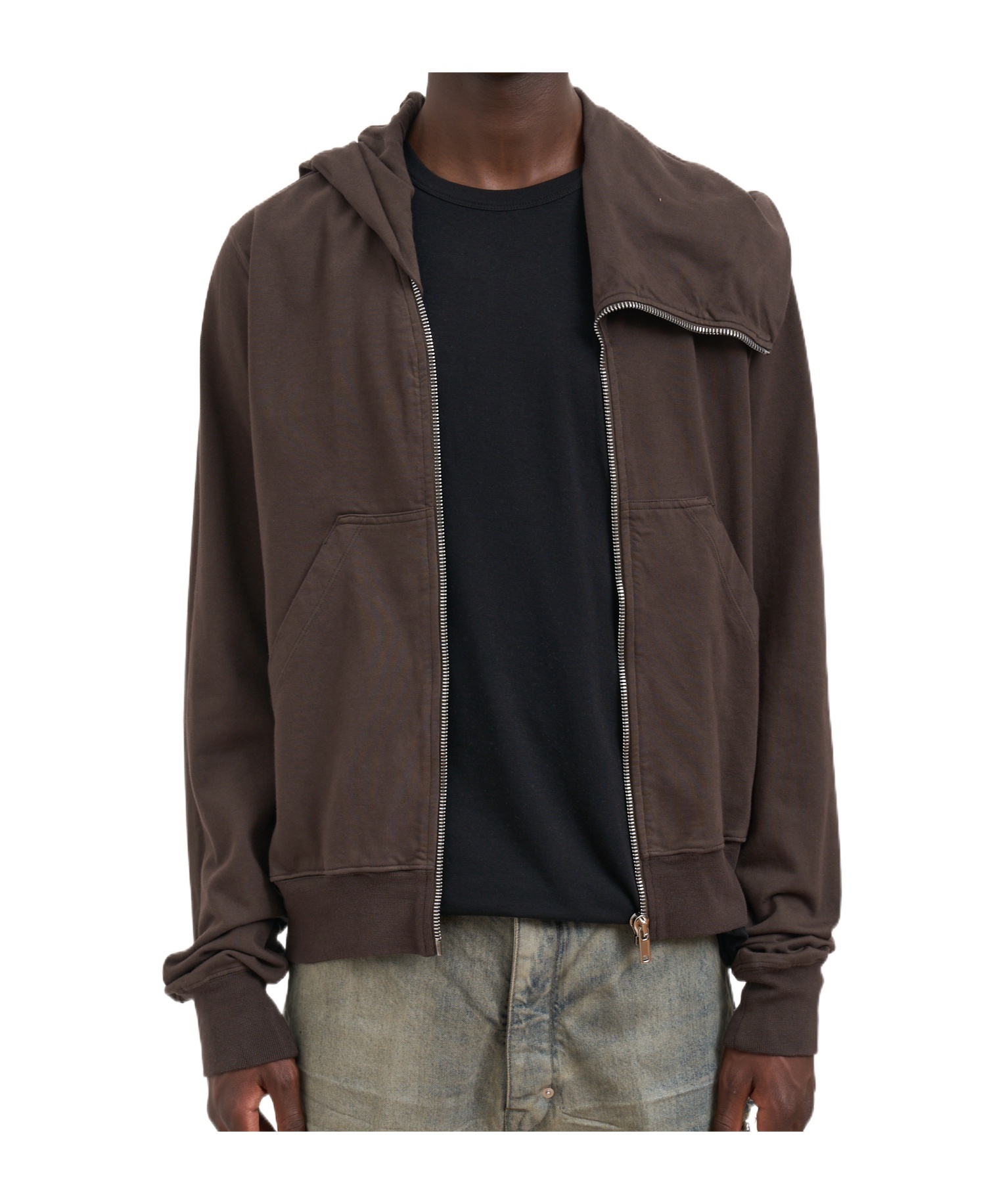 Rick Owens Drkshdw Asymmetric Zip-fastening Hoodie In Brown