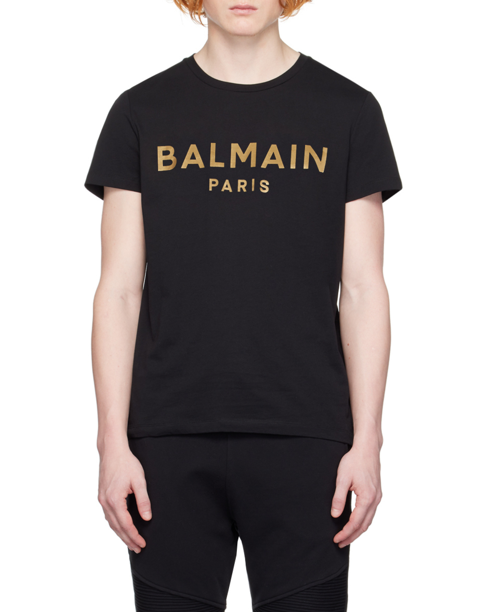 Shop Balmain Eco-designed Cotton T-shirt With Paris Logo Print In Black