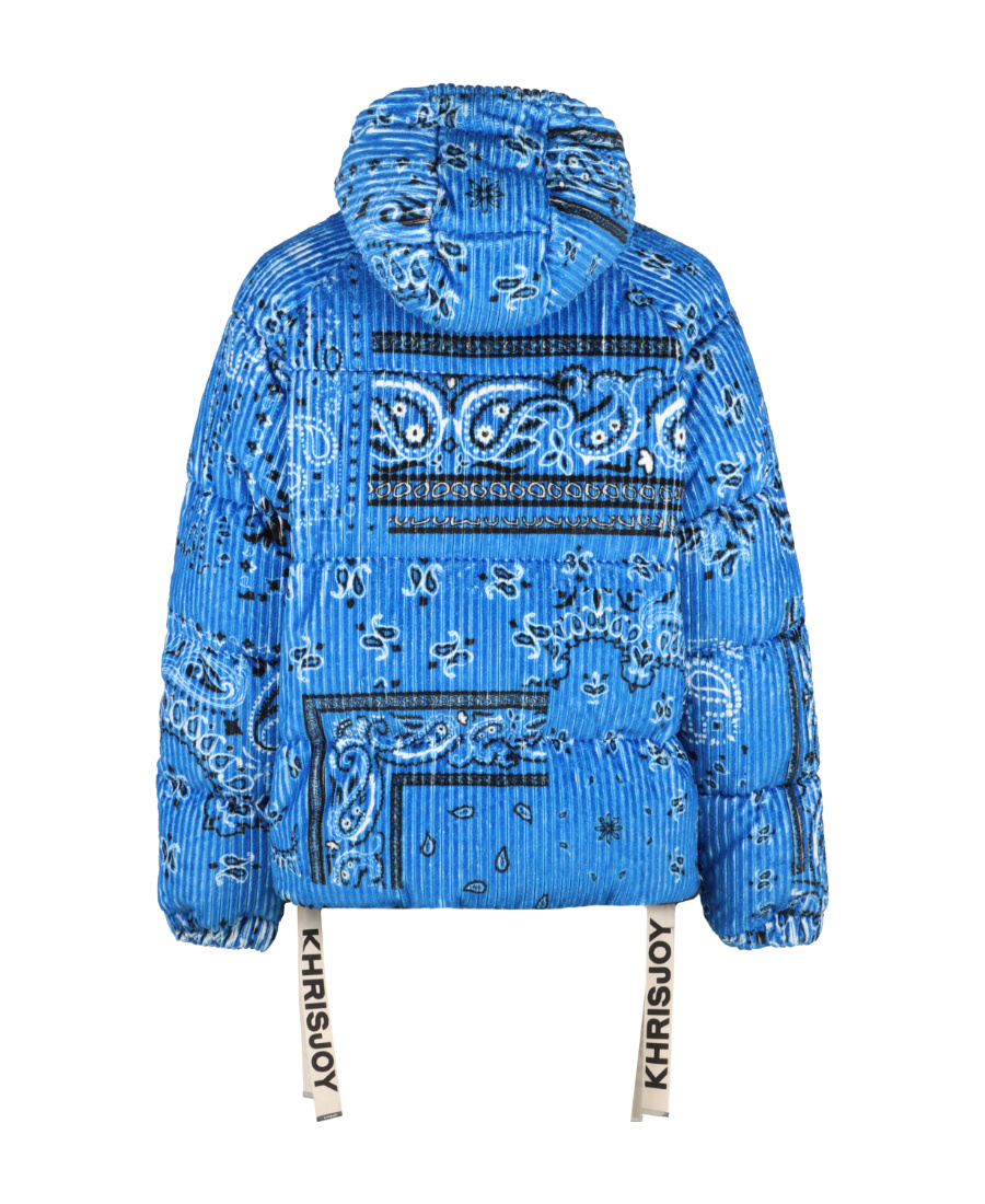 Khrisjoy Men's Puff Bandana Corduroy Hooded Down Jacket In Blue