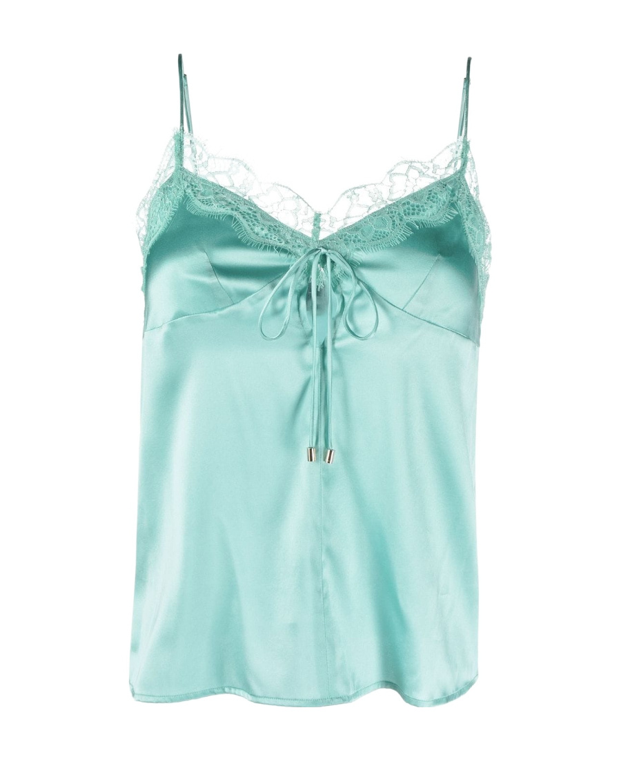 Pinko Lace-trim Spaghetti-strap Top In Blue