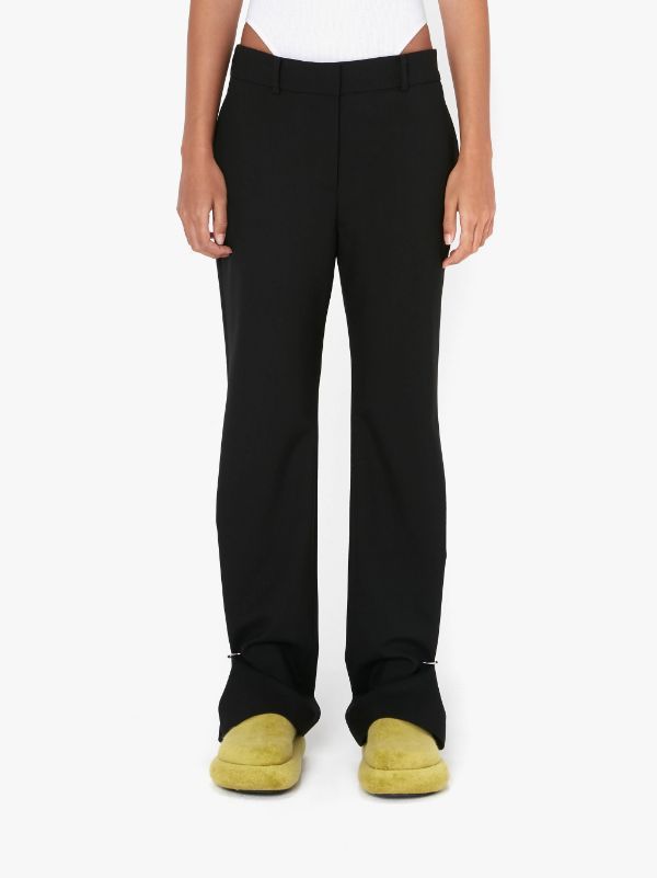 Jw Anderson Ring Detail Slim-leg Trousers In Black