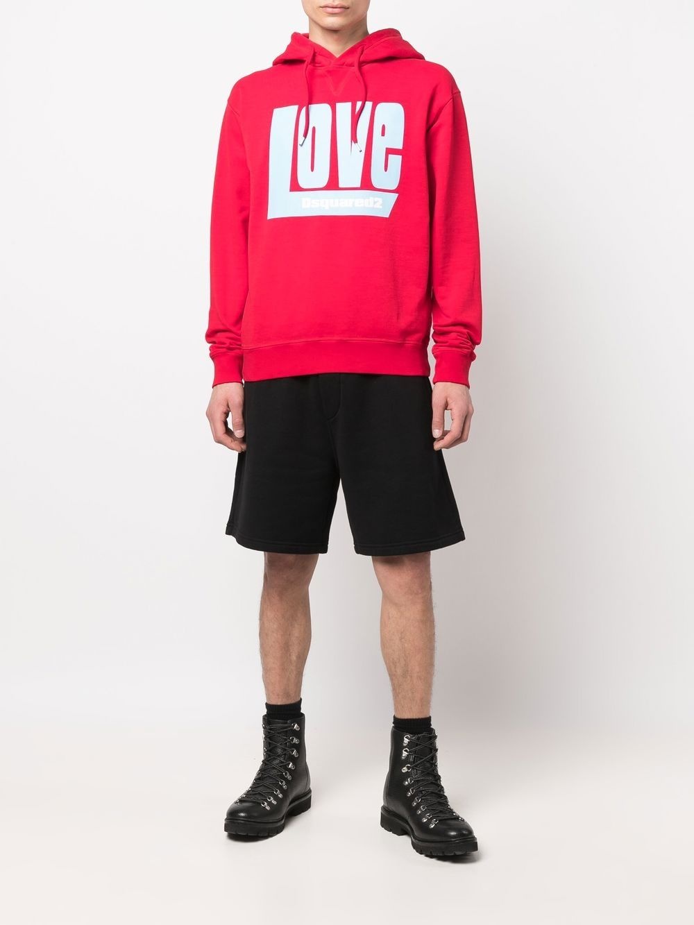 Dsquared2 Logo-print Drawstring Hood Hoodie In Red