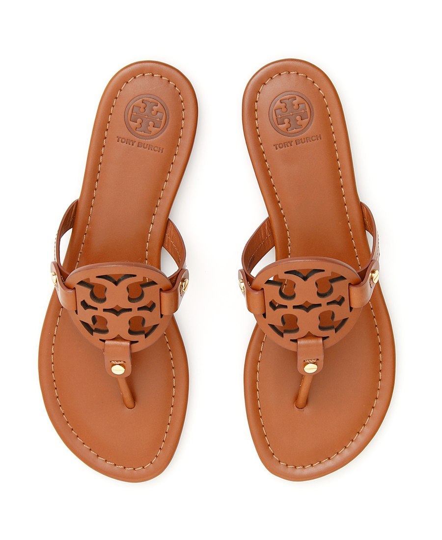 Tory Burch Miller Soft Leather Thong Sandals In Brown