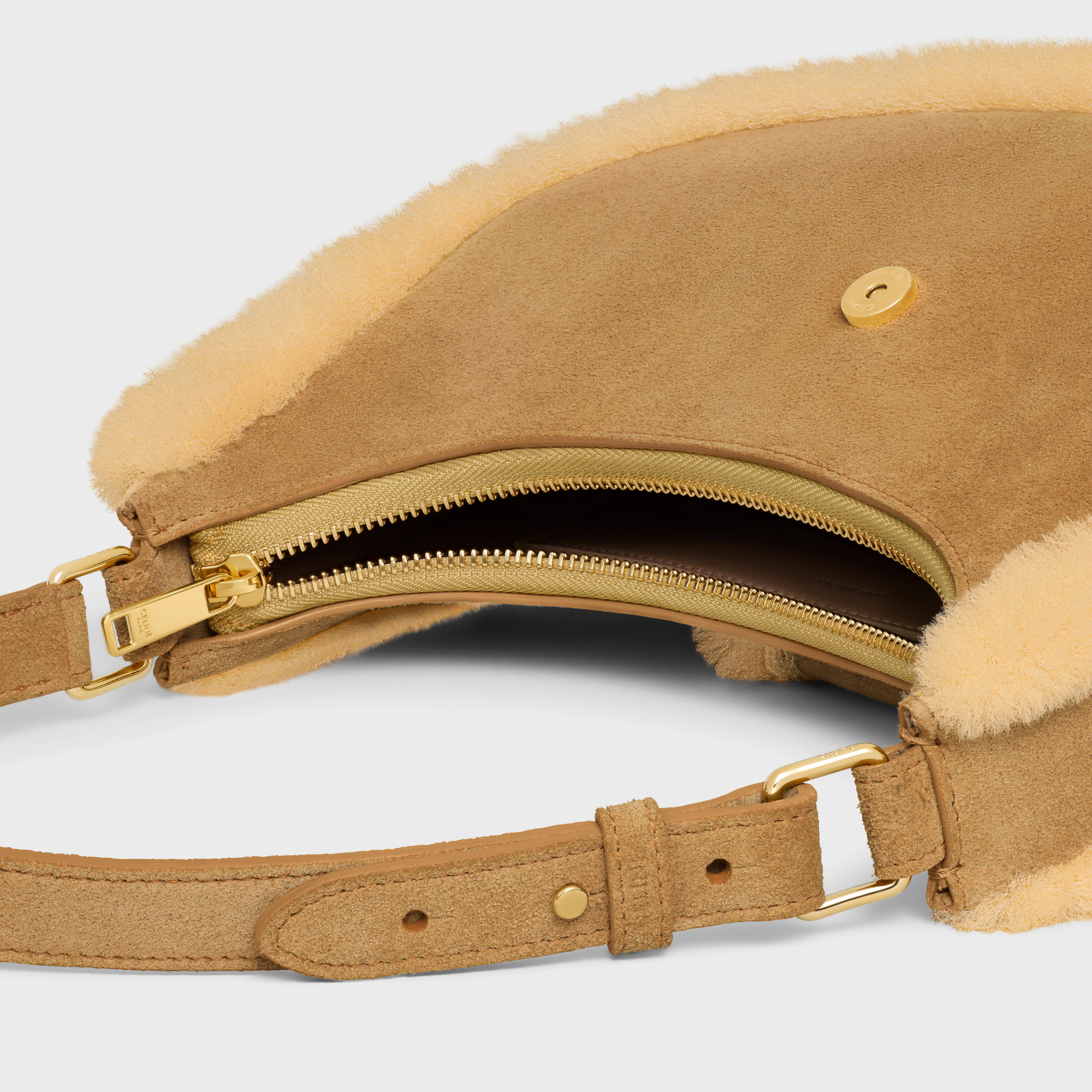 Celine Medium Ava Logo Shoulder Bag In Nude