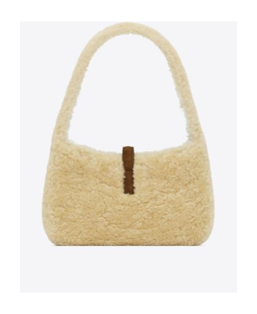 Saint Laurent Le 5 À 7 Mini In Shearling In Nude