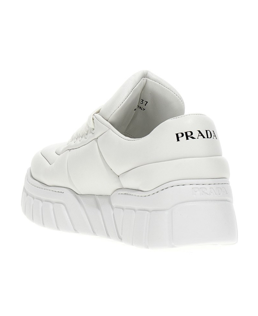 Prada Low Lace-up Sneakers In White