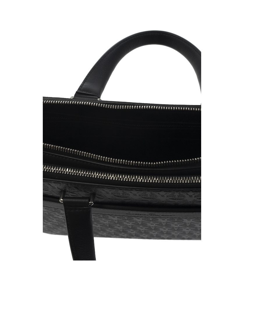 FERRAGAMO BLACK LOGO LEATHER BRIEFCASE