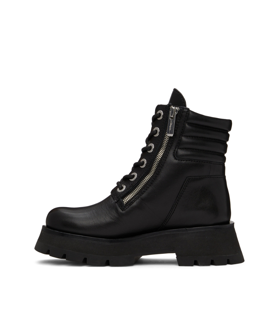 3.1 Phillip Lim Kate Lug-sole Zip Duo Combat Booties, Black In Black