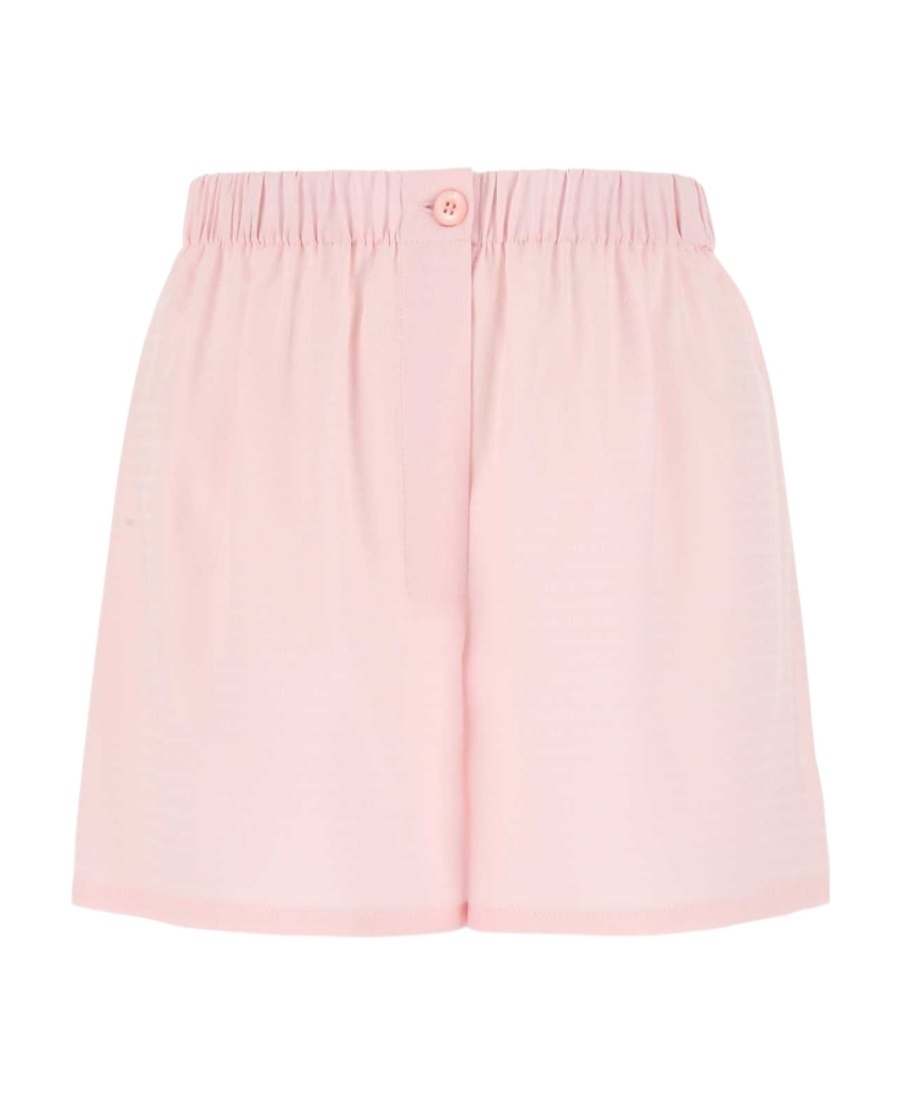 Prada Jacquard Crepe De Chine Logo Shorts In Pink