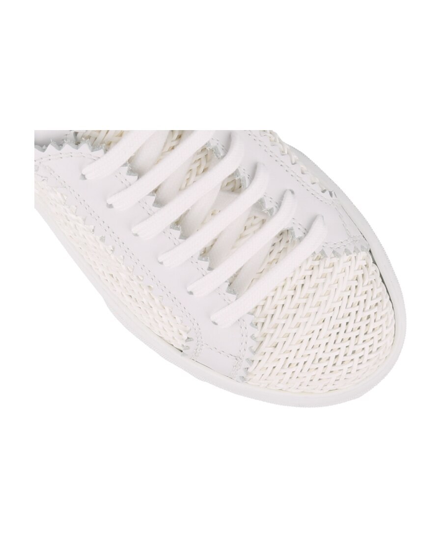Casadei White Platform Sneakers Interwoven Design In Polyurethane Woman In White