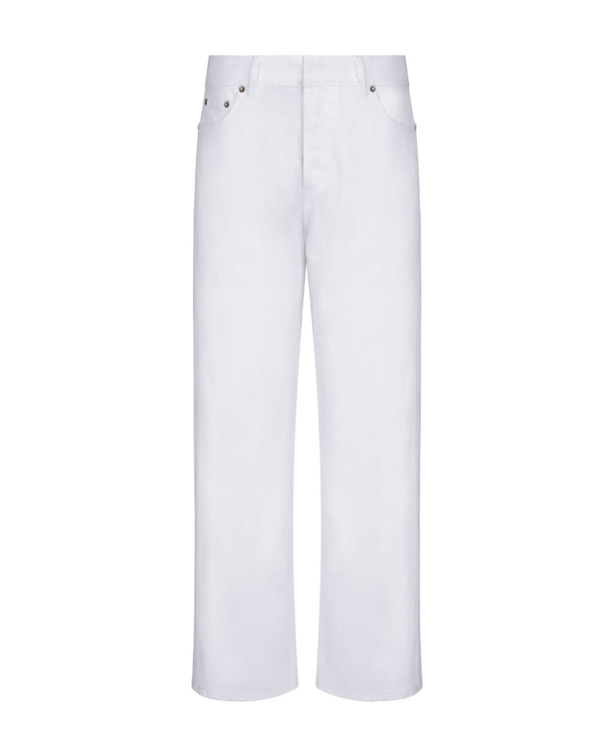 Dior Christian Button Detailed Straight Leg Trousers In White