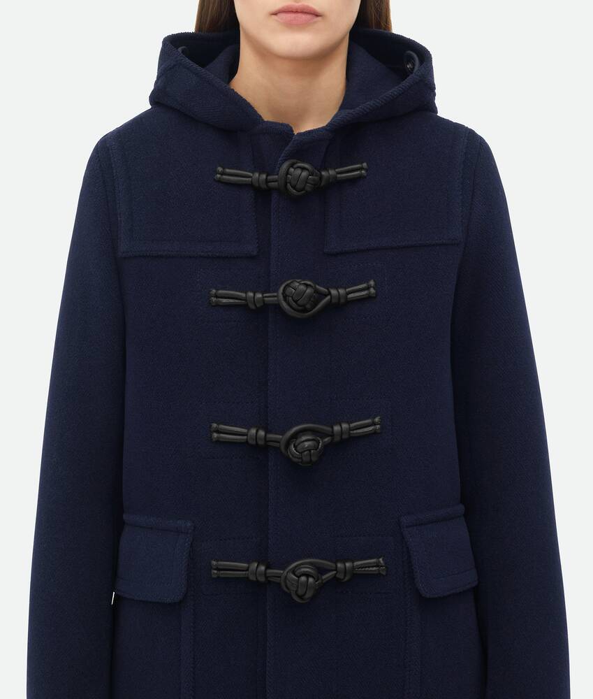 Bottega Veneta Hooded Duffle Coat In Black