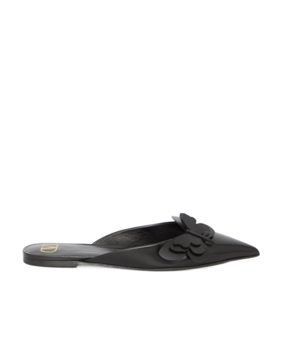 Valentino Garavani Women Flat Mules In Leather In Black