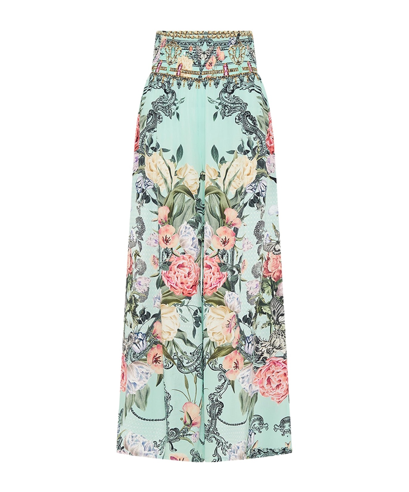 Shop Camilla Pleated Wide-leg Pants In Green