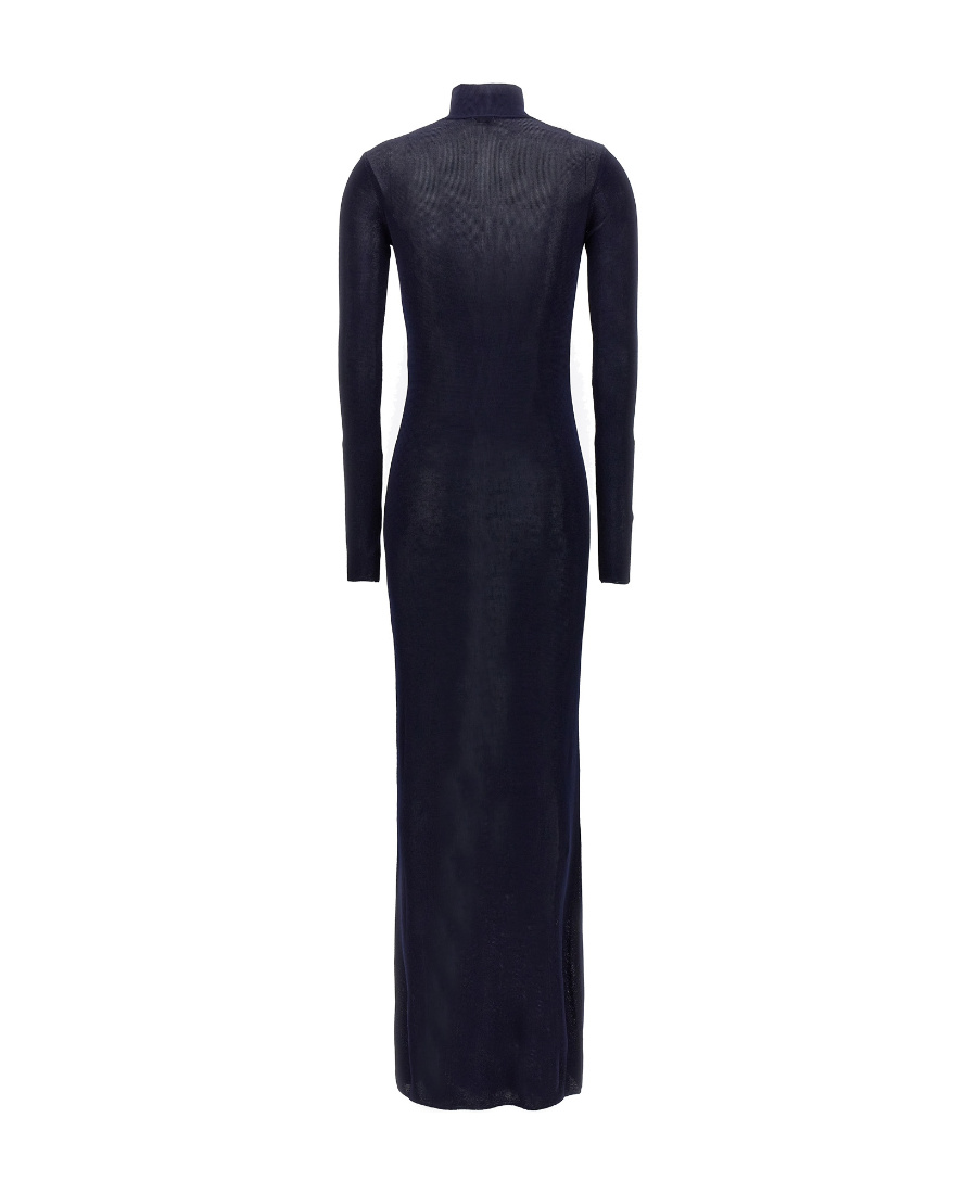 Saint Laurent Roll-neck Maxi Dress In Black