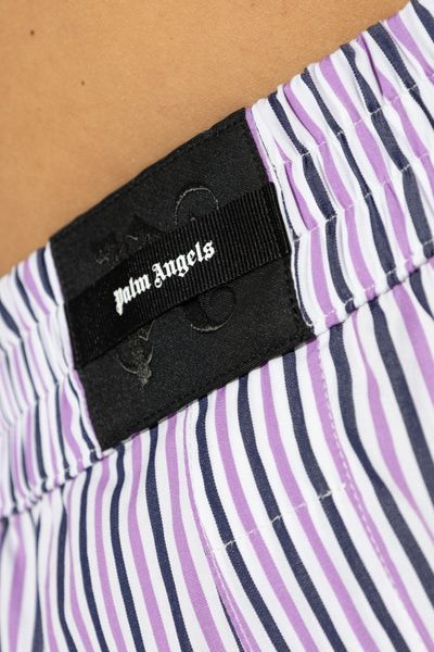 Palm Angels Striped Pattern Shorts In Purple