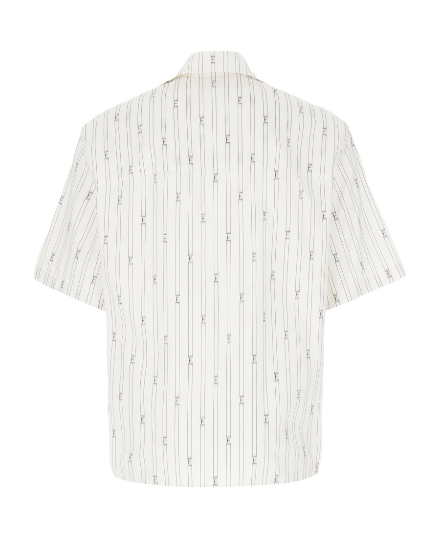 Ferragamo Logo-print Short-sleeve Cotton Blend Shirt In White