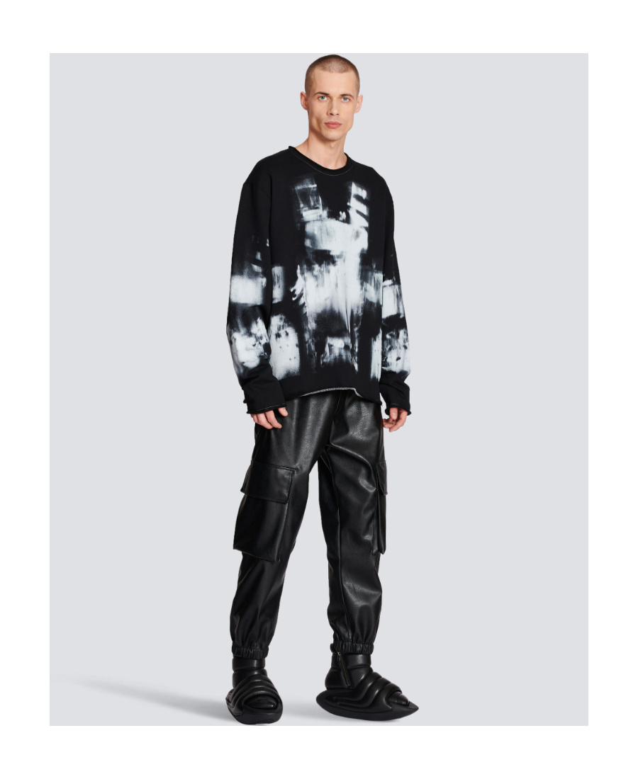 Shop Balmain Cotton T-shirt With Body Armour Print In Black