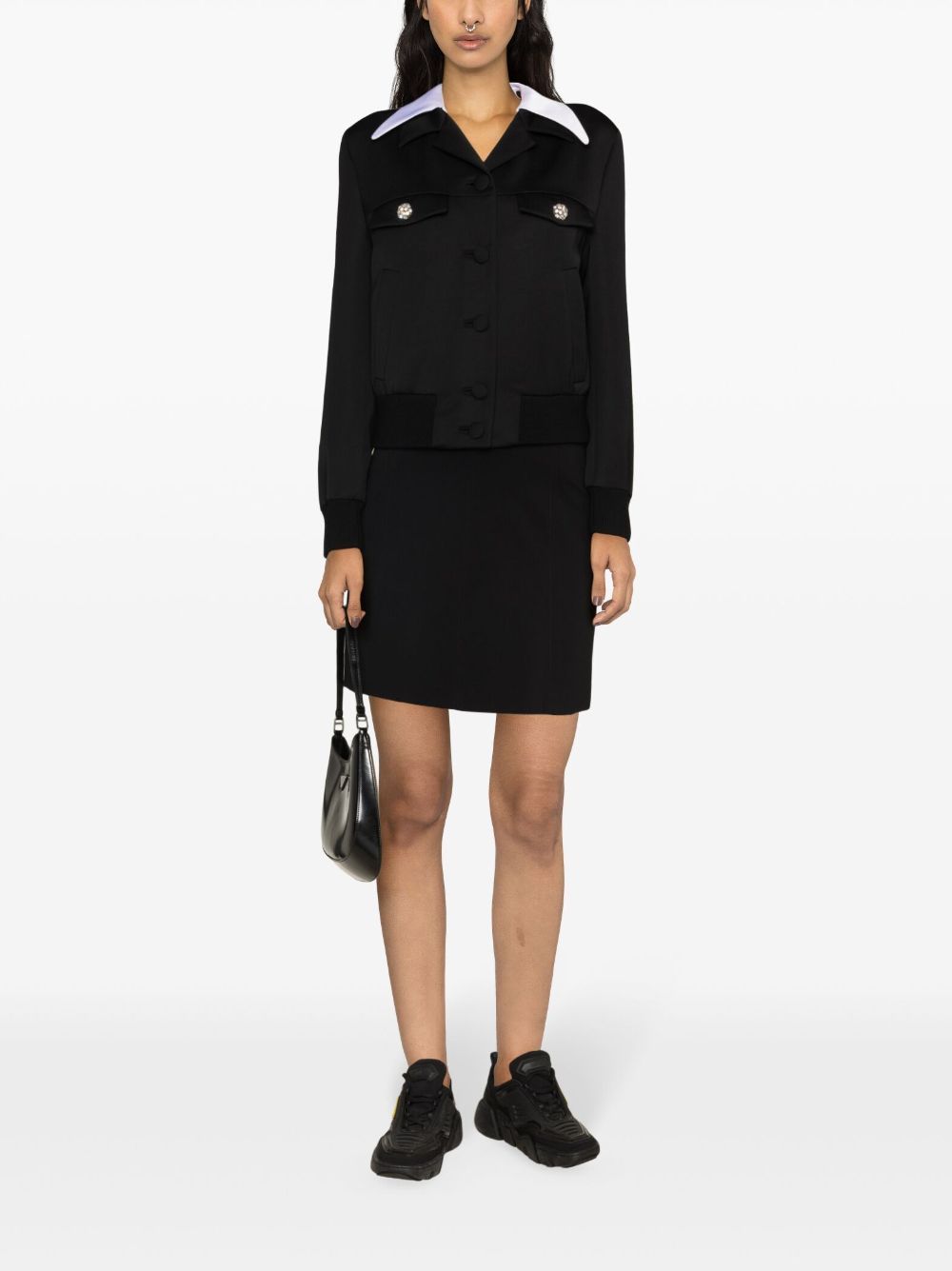 Prada Black Single-breasted Wool And Satin Jacket In Black