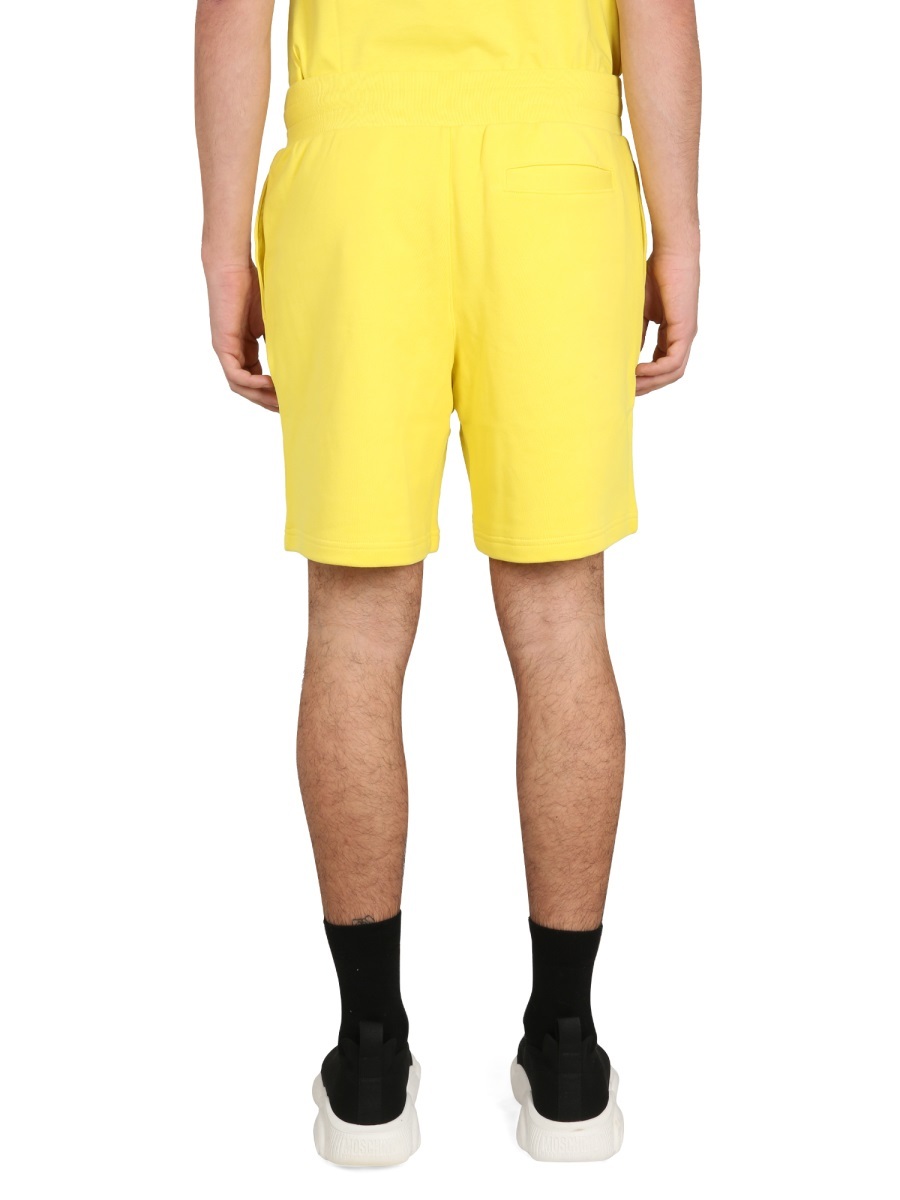 Moschino Couture Bermuda With Logo In Yellow
