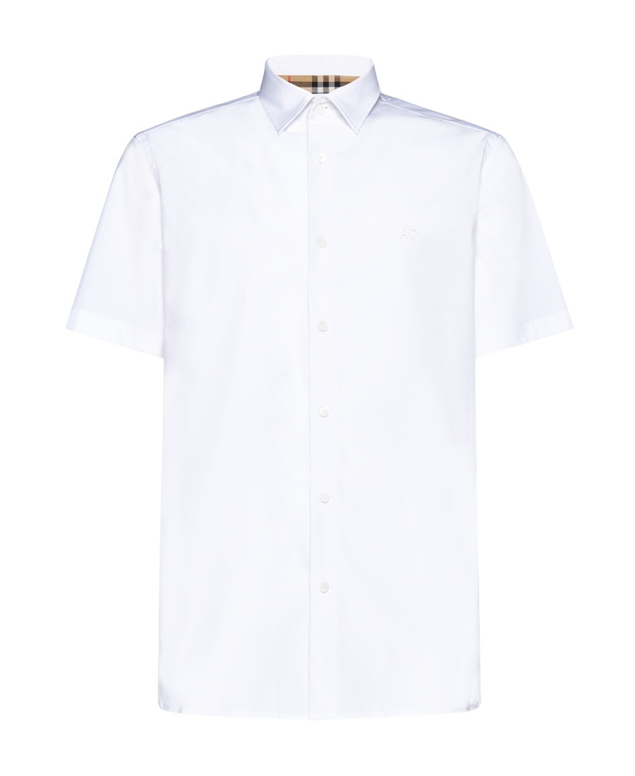 Burberry Stretch-cotton Ekd-embroidered Slim Shirt In White