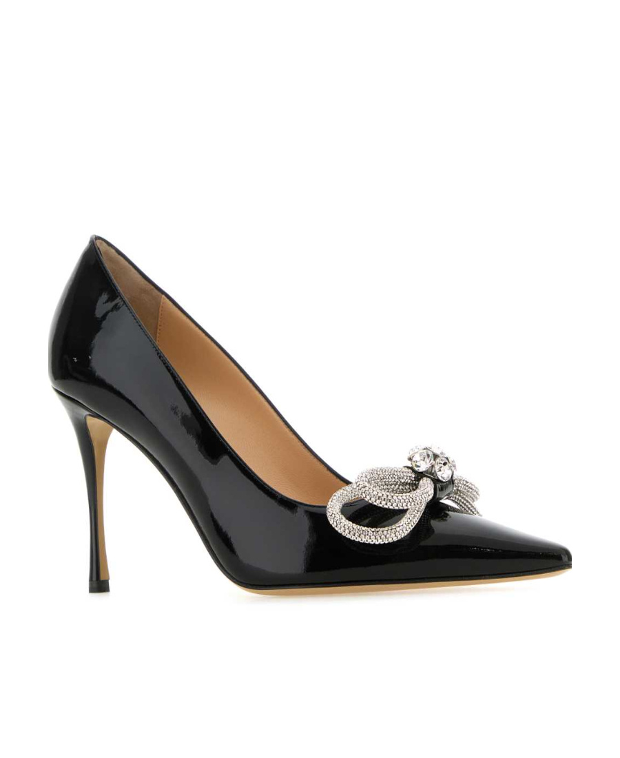 Mach&mach Black Double Bow Patent Leather 95 Heels In Black