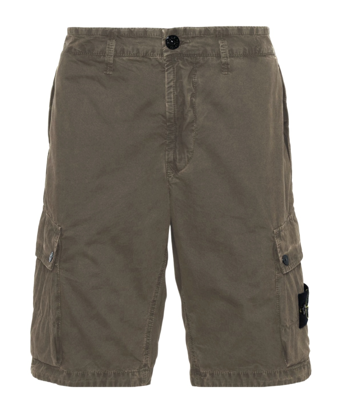 Stone Island Logo Patch Knee-high Shorts In Green