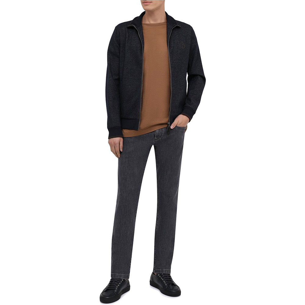 Giorgio Armani Vertical Collar Cardigan In Black