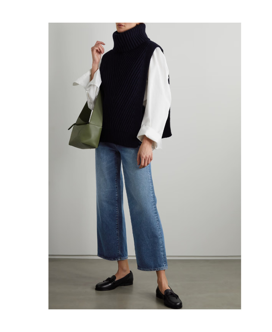Totême Organic Cotton Cropped Flared Jeans In Blue