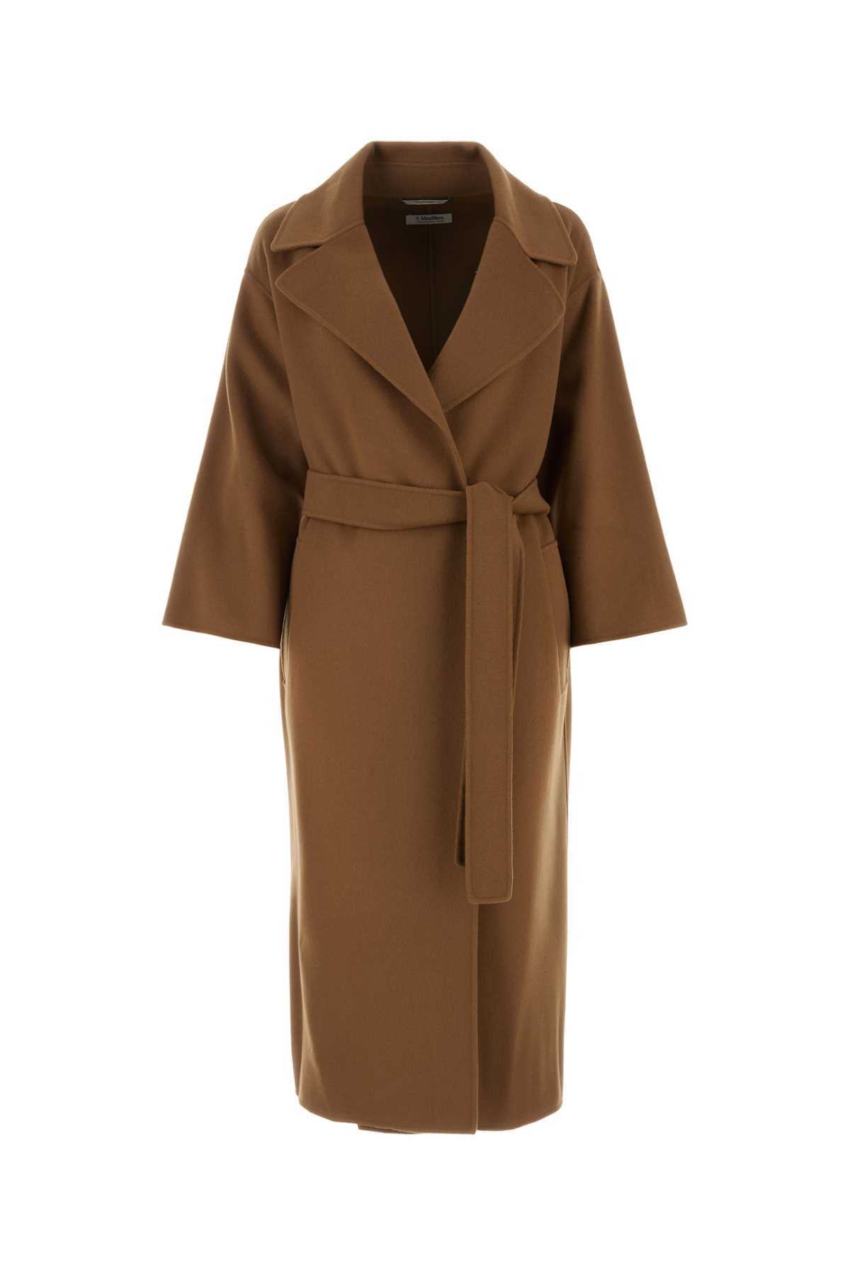 Max Mara Canneti Double Breasted Wool-cachemere Double Drap Long Coat Coats Brown In Brown