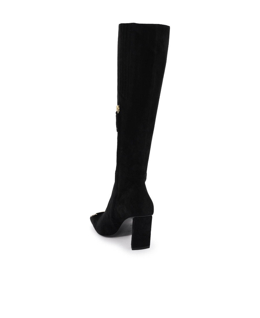 Roger Vivier Buckle-detailed Square-toe Boots In Black