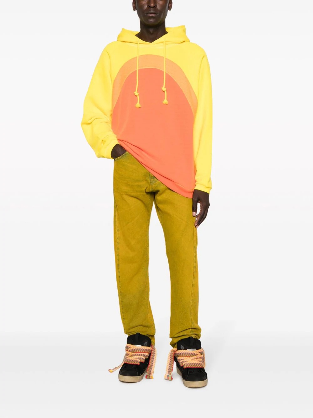 Erl Unisex Rainbow Hoodie Knit In Yellow