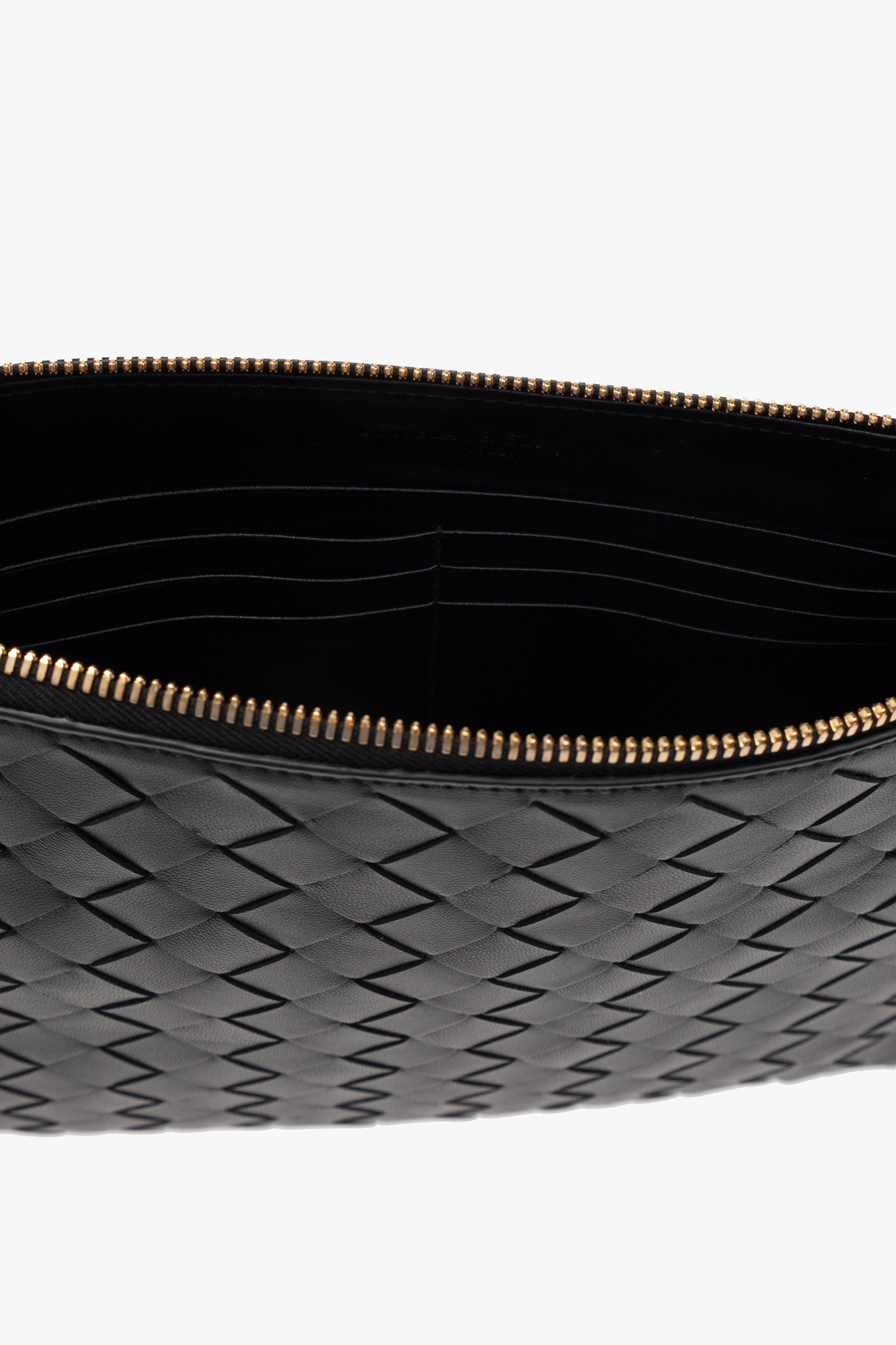 Bottega Veneta Medium Intrecciato Leather Pouch In Black