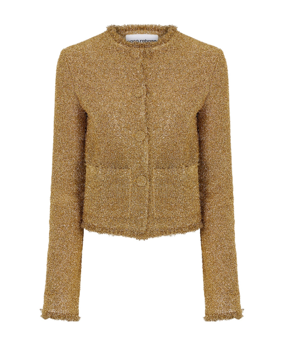 Rabanne Glitter Button Up Cardigan In Brown