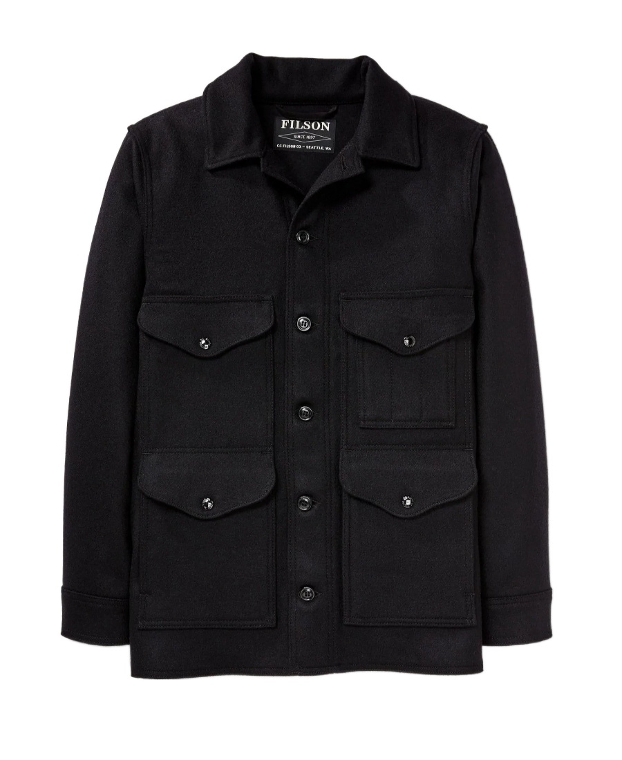 Filson Flap-pockets Wool Shirt Jacket In Black