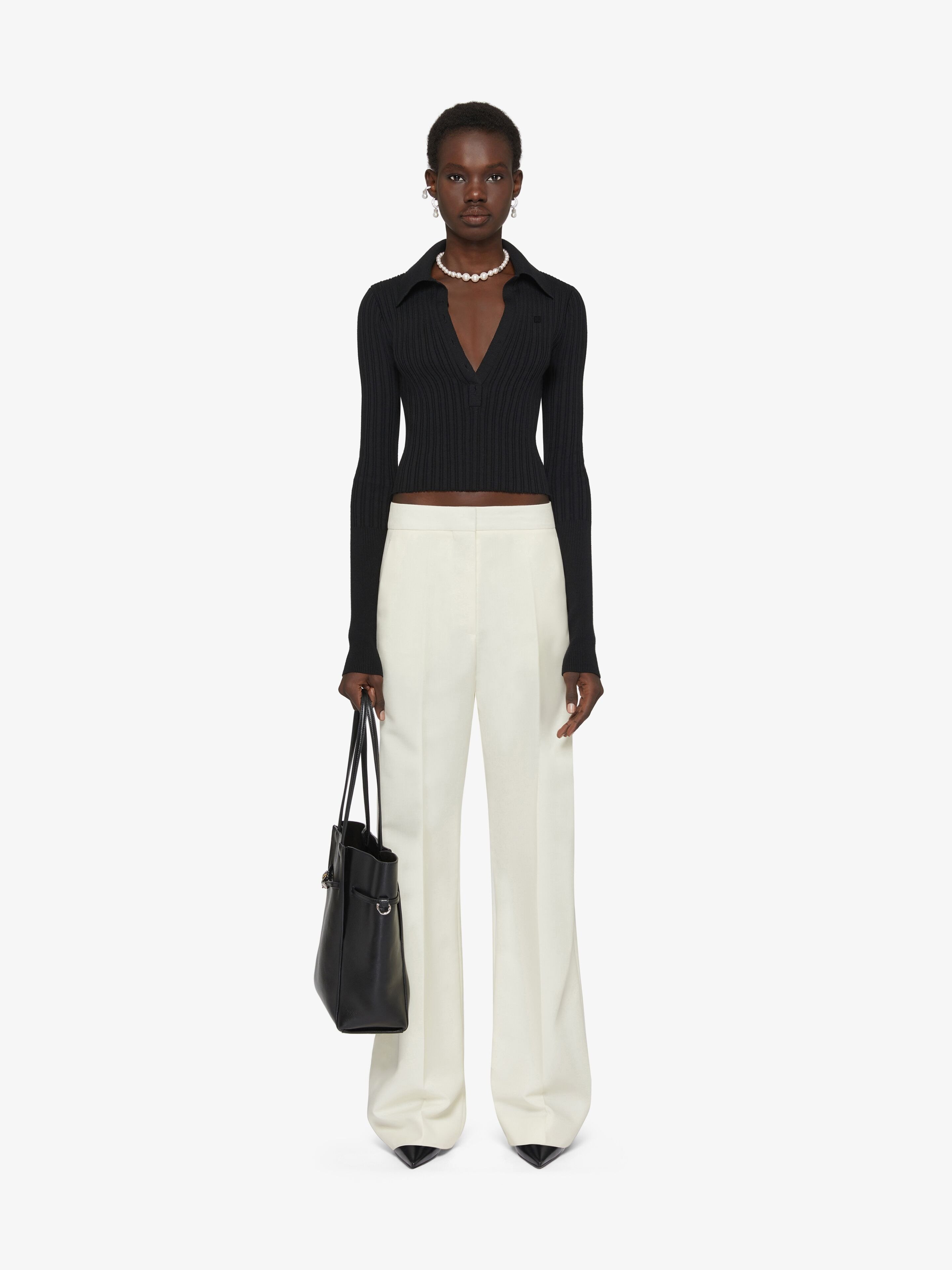 Shop Givenchy Flare Tailored Pants In Wool And Mohair In White