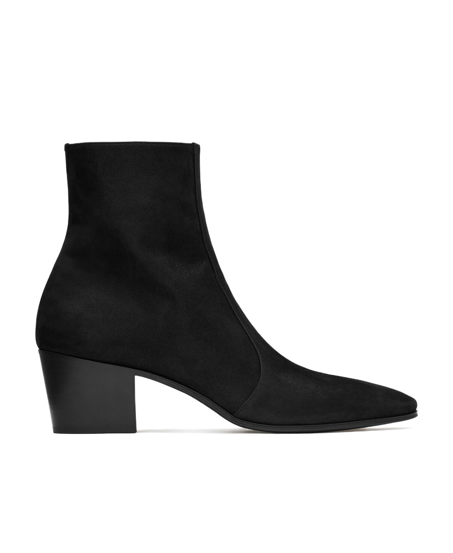 Saint Laurent Vassili Zipped Boots In Shimmering Suede