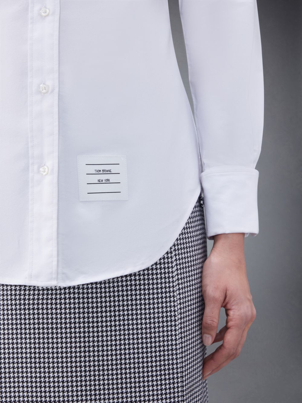 Thom Browne Logo-patch Buttoned Shirt In White