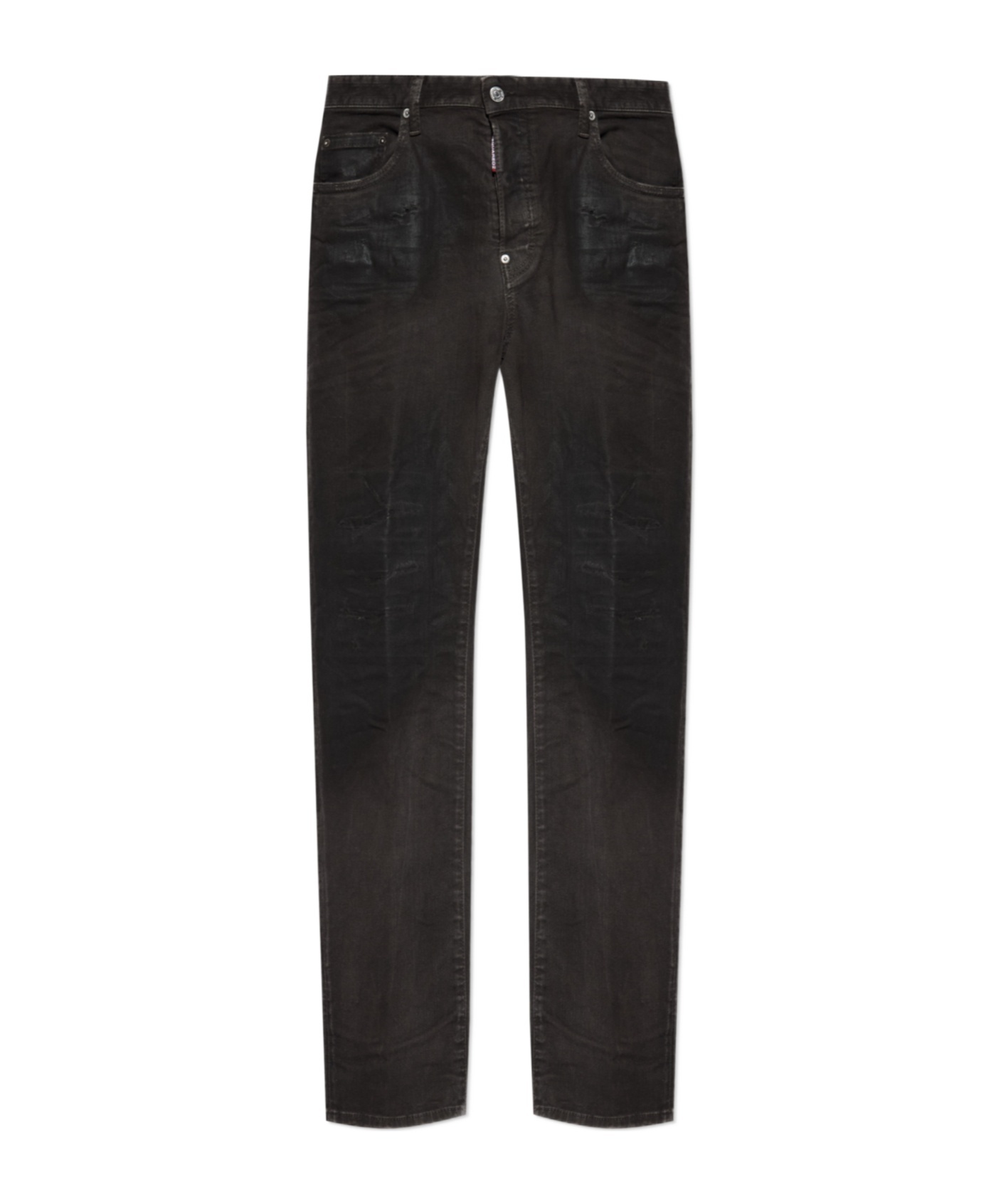 Dsquared2 Bull Leatherette Faded-patchwork Jeans In Gray