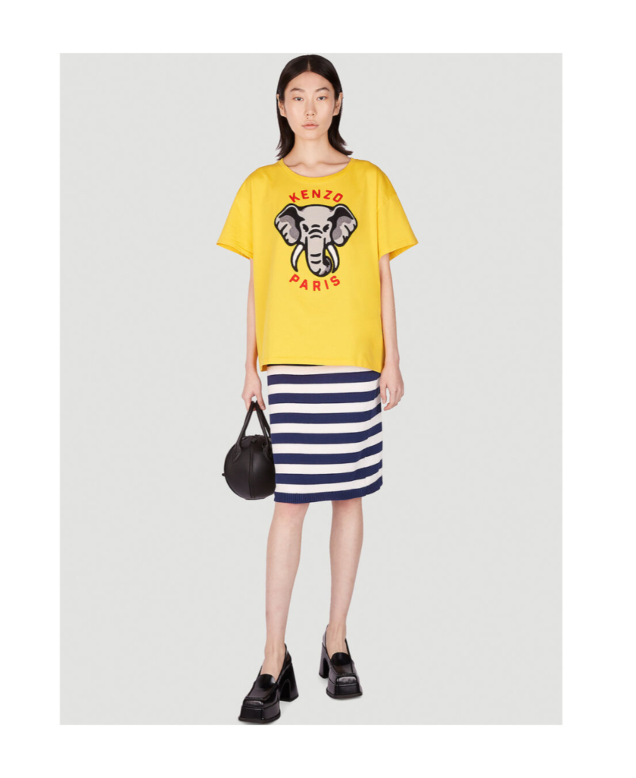 Shop Kenzo ' Éléphant' Casual T-shirt In Yellow