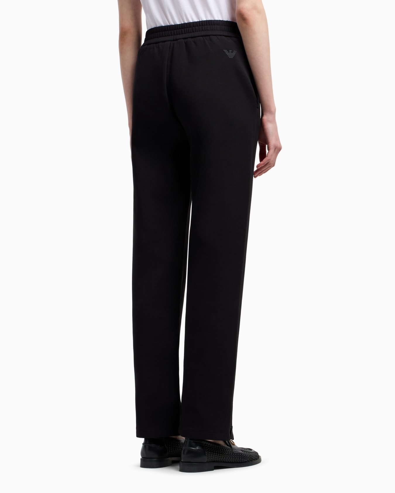 Emporio Armani Travel Essentials Capsule Collection Viscose-blend Trousers With An Embossed Motif In Black