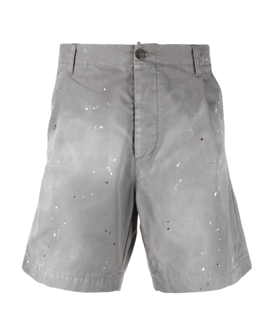 Dsquared2 Lacquer Effect Khaki Shorts In Gray