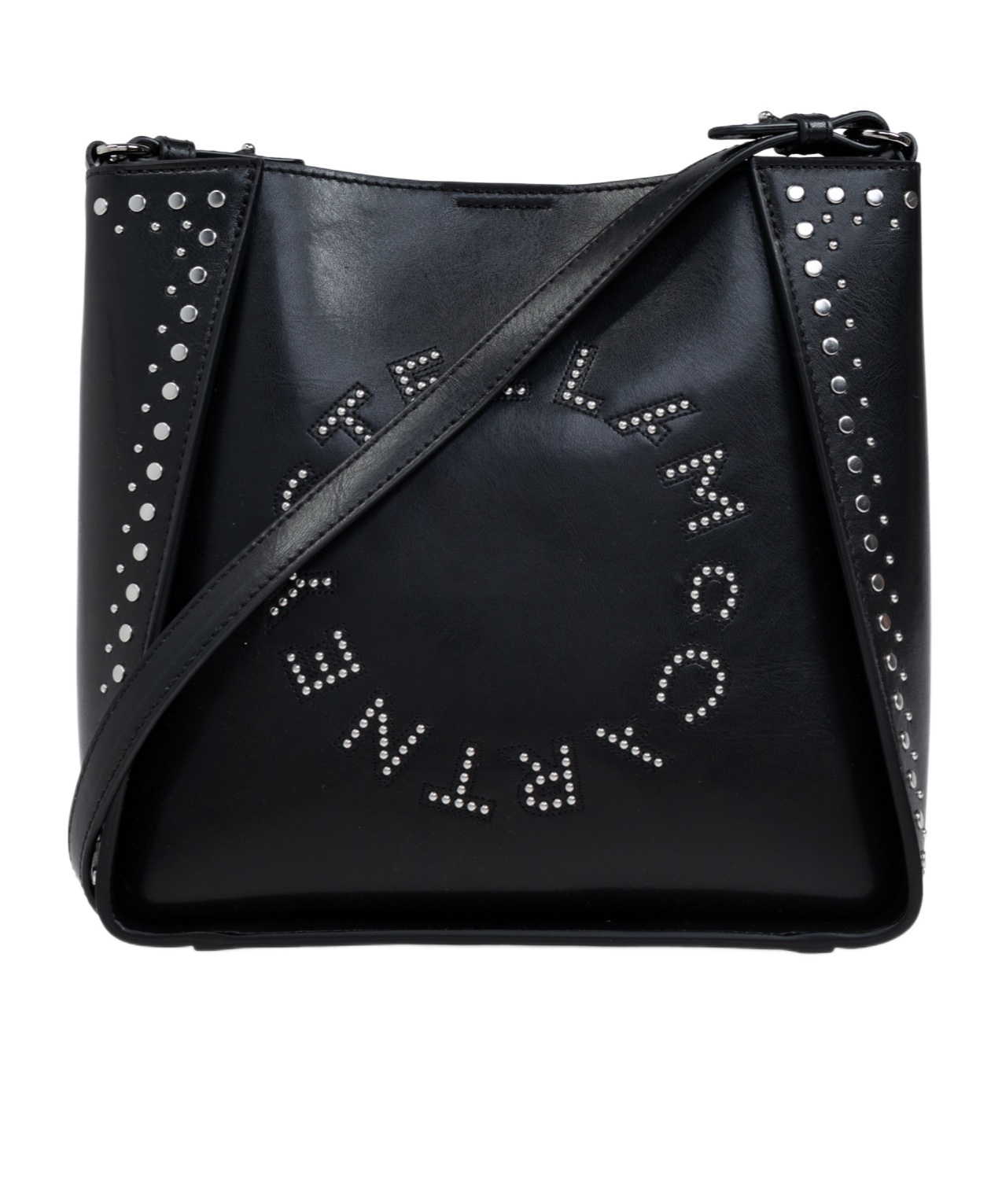 Stella Mccartney Alter Logo Embellished Shoulder Bag In Black