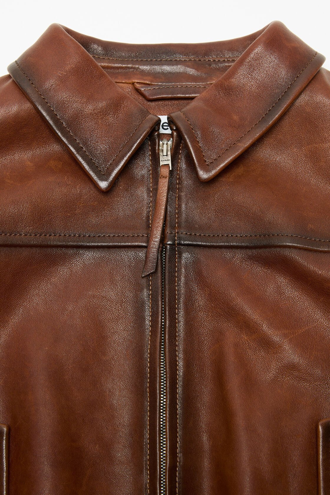 Acne Studios Pilot Leather Jacket In Brown