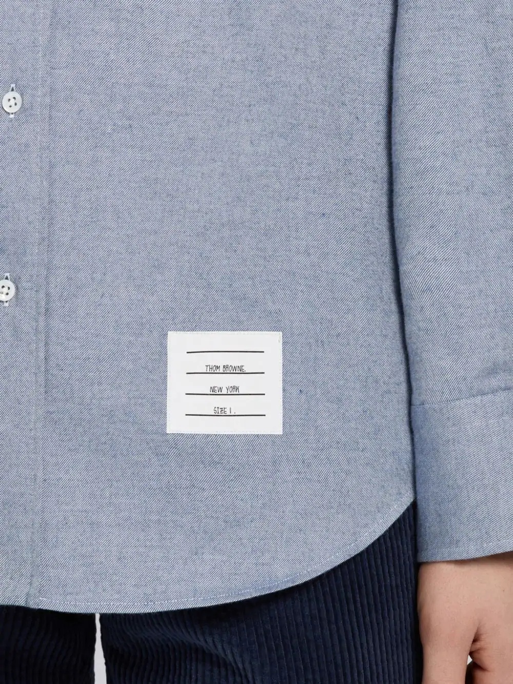 Thom Browne Flannel 4-bar Straight Fit Shirt Man Polo Shirt Multicolored Size L Cotton In Blue