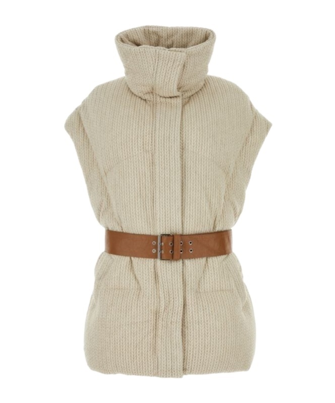 Khrisjoy Sand Knit Sleeveless New Iconic Down Jacket In Nude