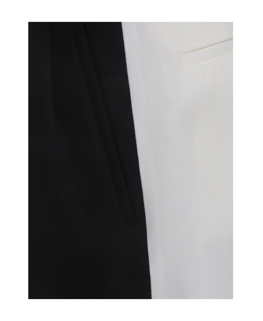 Marni Two-tone Frayed Wool Shorts In Black