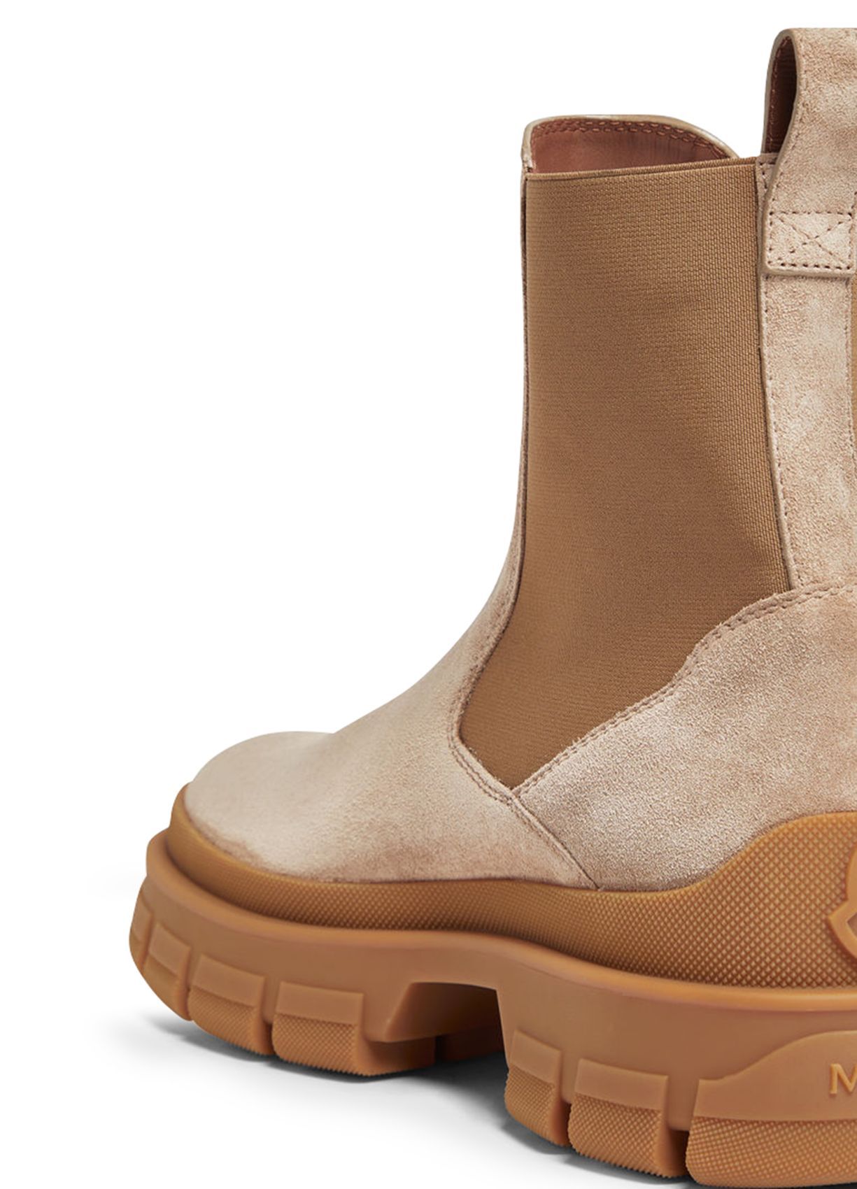 Shop Moncler Thick Sole Short Boot In Beige